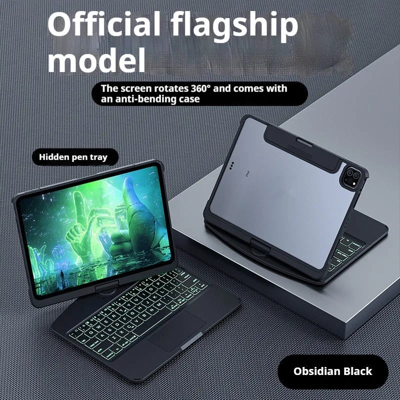 Transparent rotating keyboard case for iPad Air 5 tablet in Bright Crystal White colour