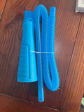 Blue vacuum cleaner suction pipe attachment with round head for washing machine dust removal, 114cm length