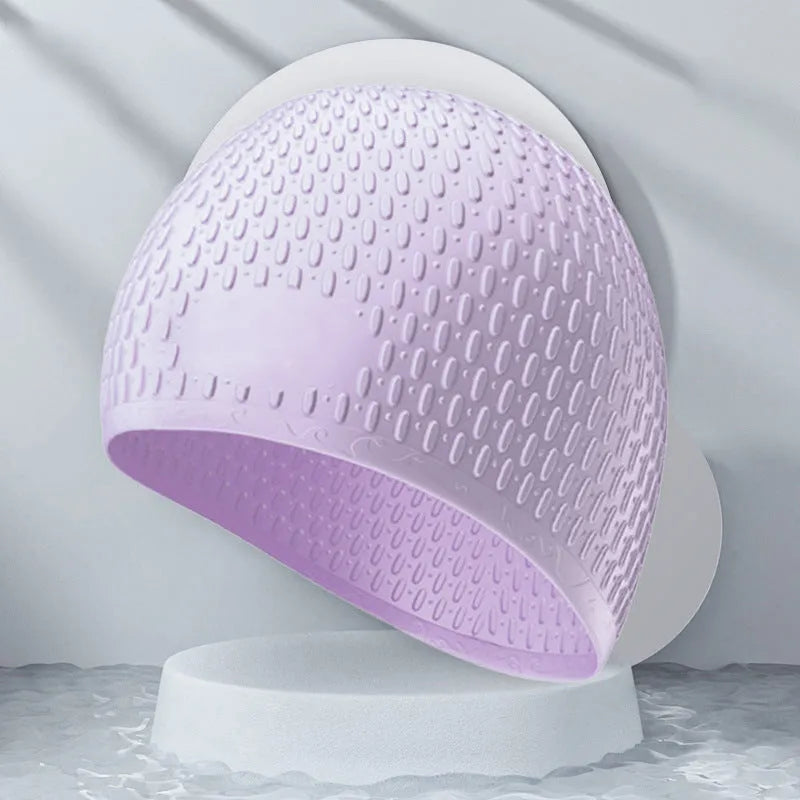 Solid colour silicone swimming cap for adults in multiple colour options