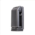 Black ABS foldable mobile phone holder with 360 degree rotation, universal style, for travel and desk use.