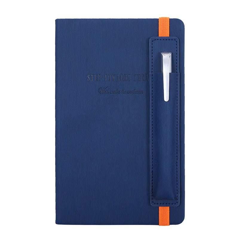 A5 faux leather notebook with 200 pages of Dorian paper, wired binding, blue cover