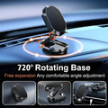 Chrome alloy folding magnetic car phone holder with 360-degree rotation on dashboard