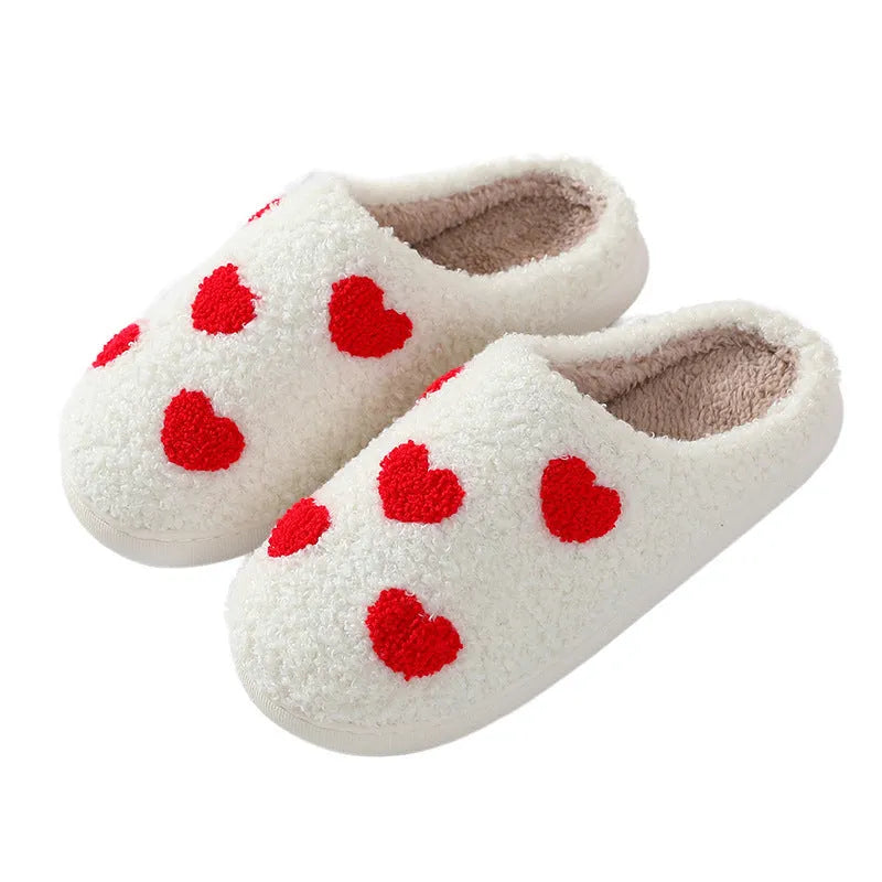 Women's plush cartoon love style slippers with non-slip PVC soles in Big Love design.