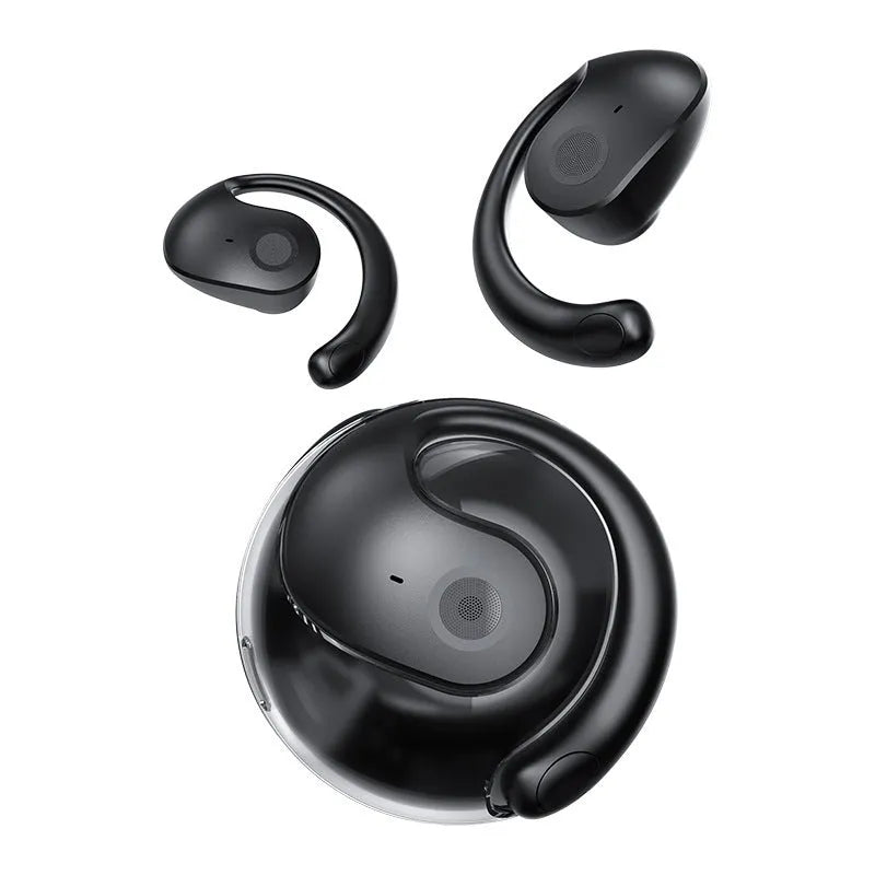 Small Coconut Ball non-in-ear Bluetooth sports headset in black with ear hook fitting