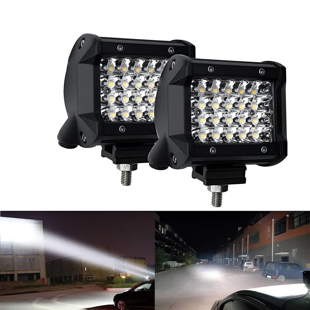 Black 4-row LED strip light with aluminium case and stainless steel bracket for vehicle modification.