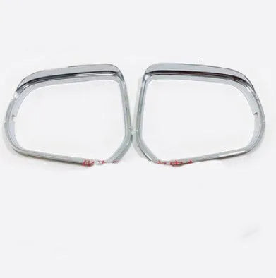 Pair of tremella pattern plastic rearview mirror cover stickers in silver and black finishes