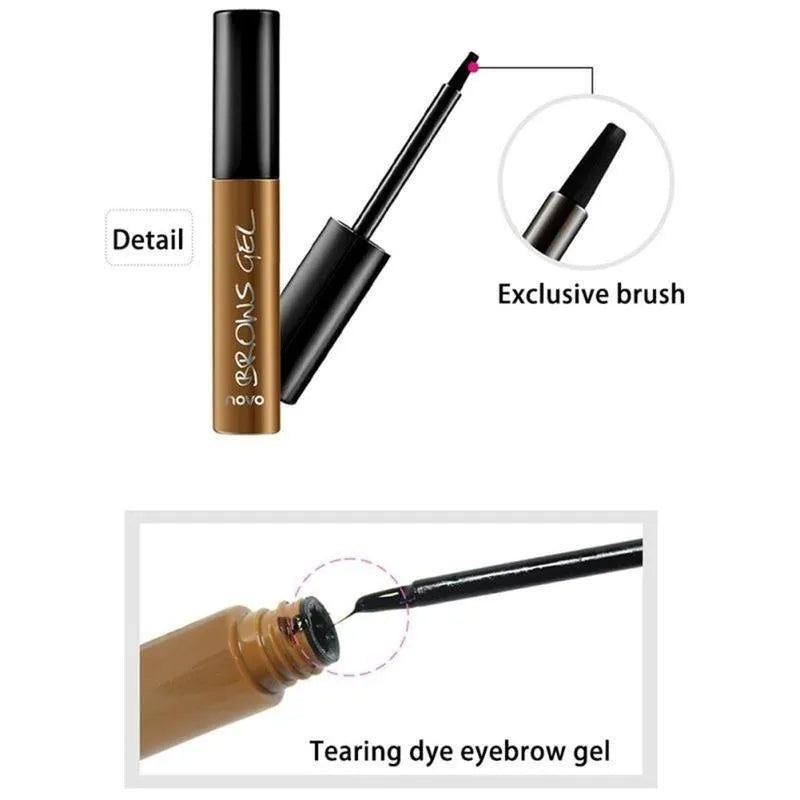 6g peel-off eyebrow tint gel tube with flat brush, available in Brown, Dark Brown and Gray Black