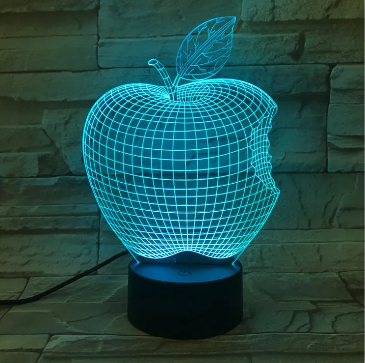 3D fruit decorative night light with touch control and seven colour LED illumination
