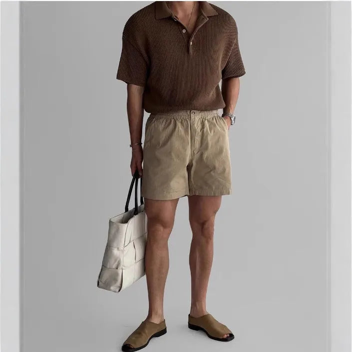 Cotton loose fit sports shorts in black, white and khaki colours for summer wear