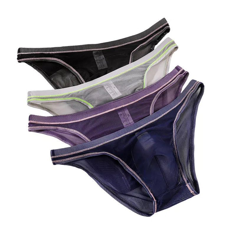 Men's seamless nylon triangle briefs in breathable stretch knit, available in 8 colours and 5 sizes M to XXXL