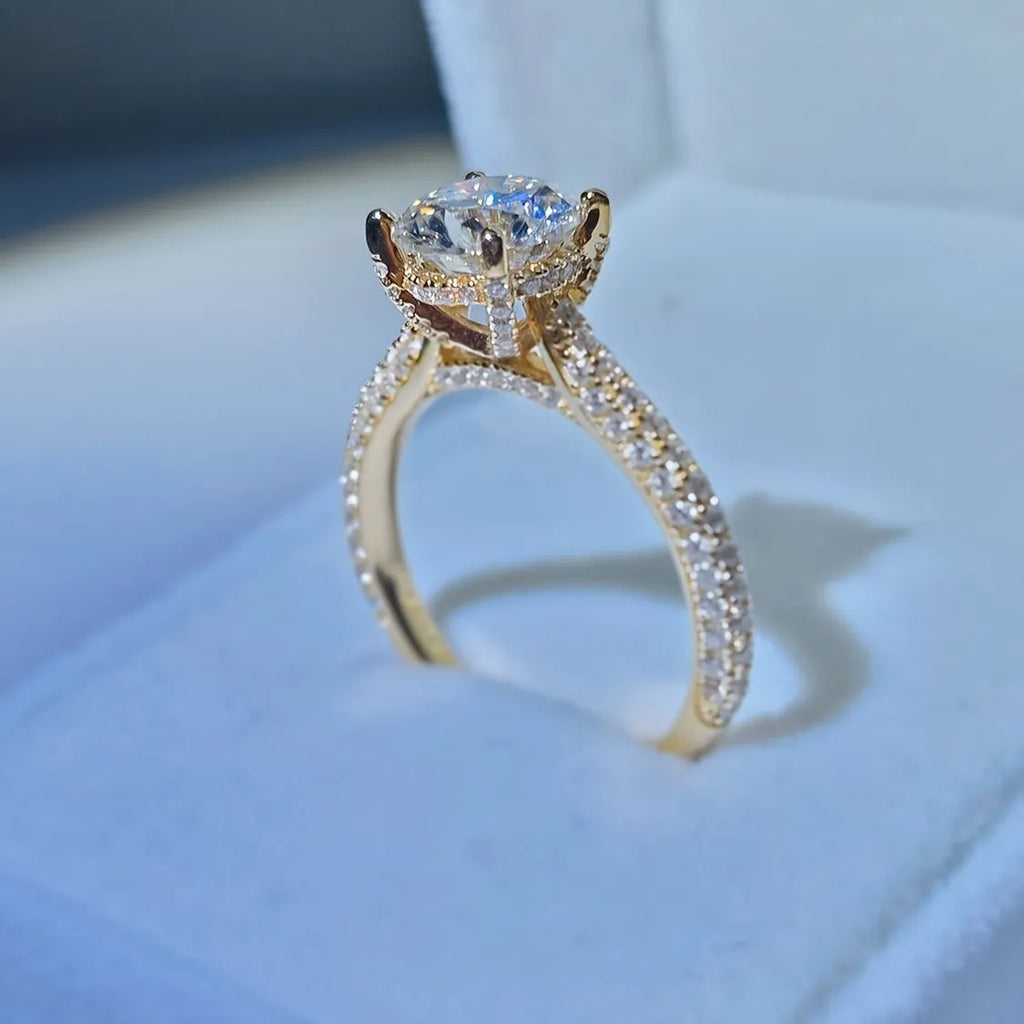 Copper plated moissanite diamond ring for women alloy style1 on finger
