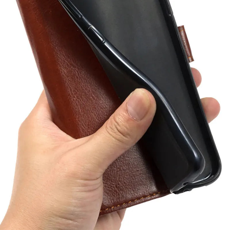 Folding card holster cover made from PU leather and TPU pudding material in multiple colours