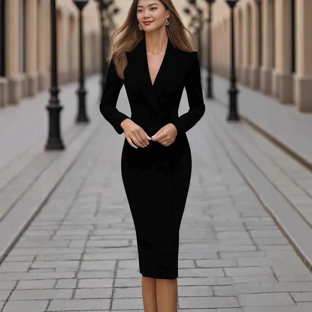 Women's long sleeve single-breasted high-waisted coat dress in polyester, shown in wine red.