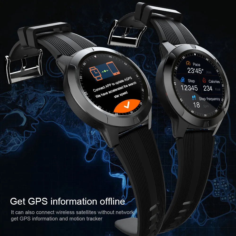 Black men's smart watch with 1.3-inch display showing heart rate data