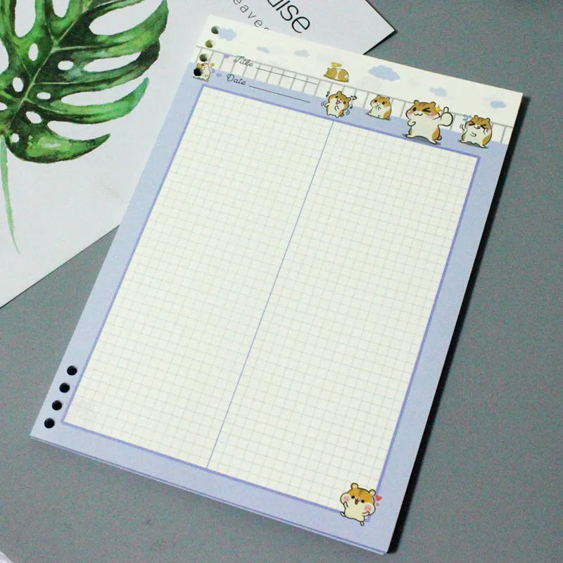 B5 loose-leaf notebook with PP plastic shell showing 40 pages of refill paper in binder binding