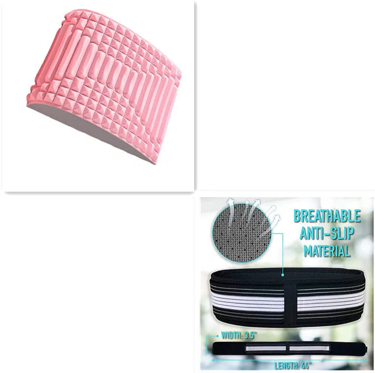 Blue back stretcher pillow for lumbar support with acupressure massage function
