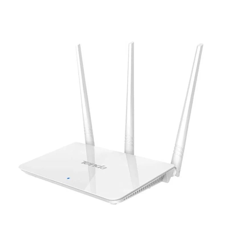 White dual-band wireless router with 2.4GHz and 5GHz support for broadband connectivity