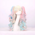 Double ponytail long curly full wig in picture colour with high-temperature fibre and curly twin tails