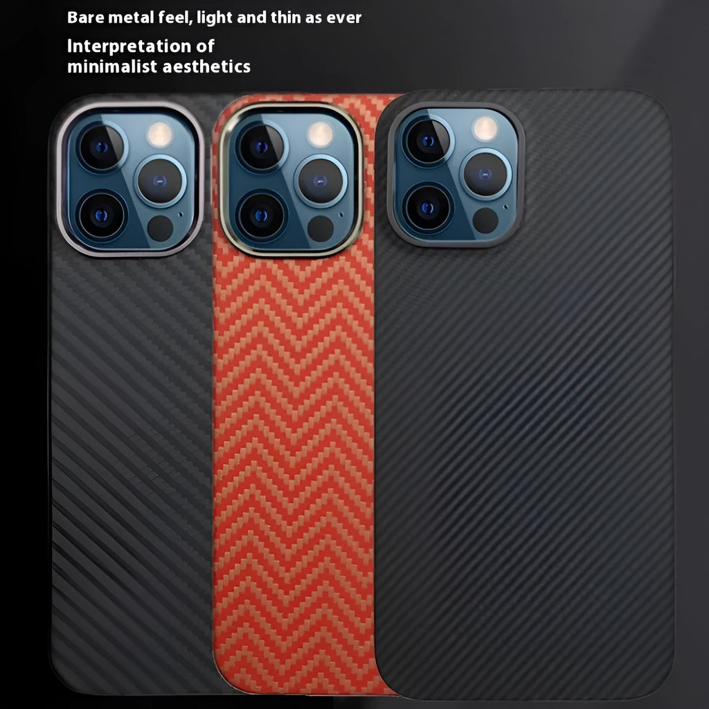 Aramid fibre ultra-thin frosted phone case for iPhone 12 series in black 1500D weave
