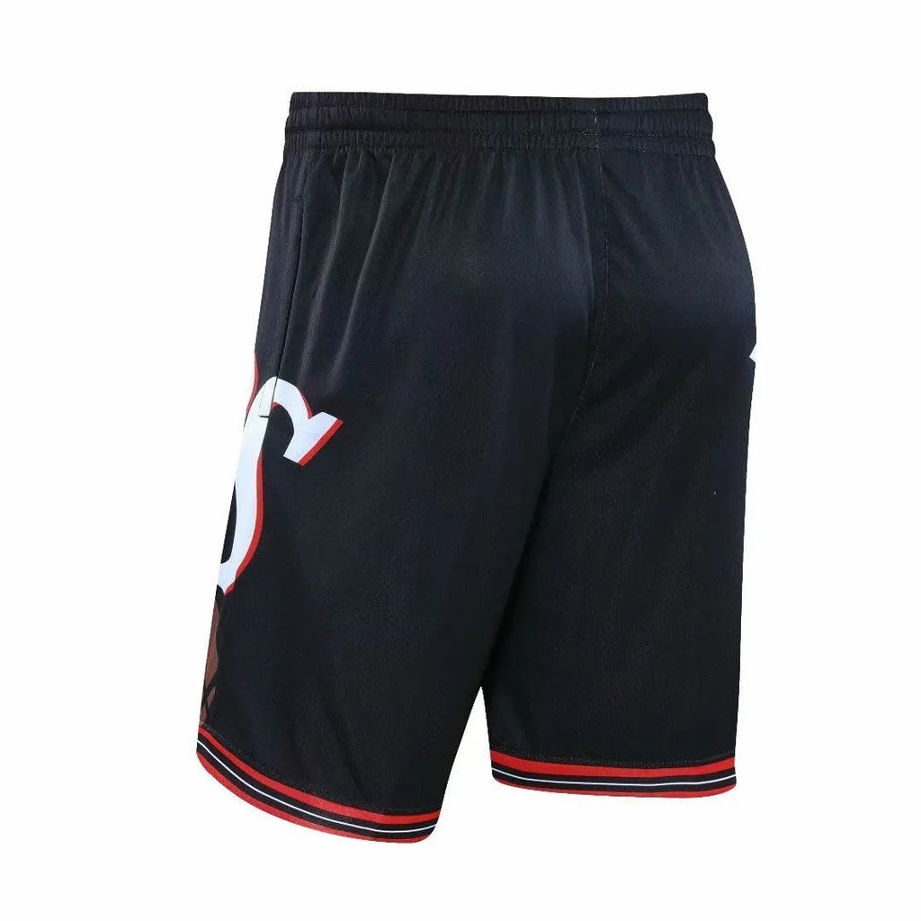 Men's black bamboo fibre basketball shorts with polyester lining, loose breathable sports shorts, sizes S to 5XL