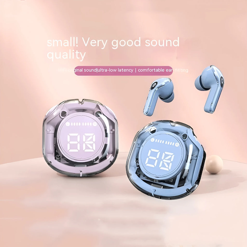 Wireless Bluetooth headset with 30mAh earbuds and 200mAh charging case, Type-C, digital display, five colours
