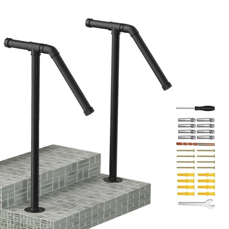 Black American style metal ladder support bracket for minimalist staircase installation