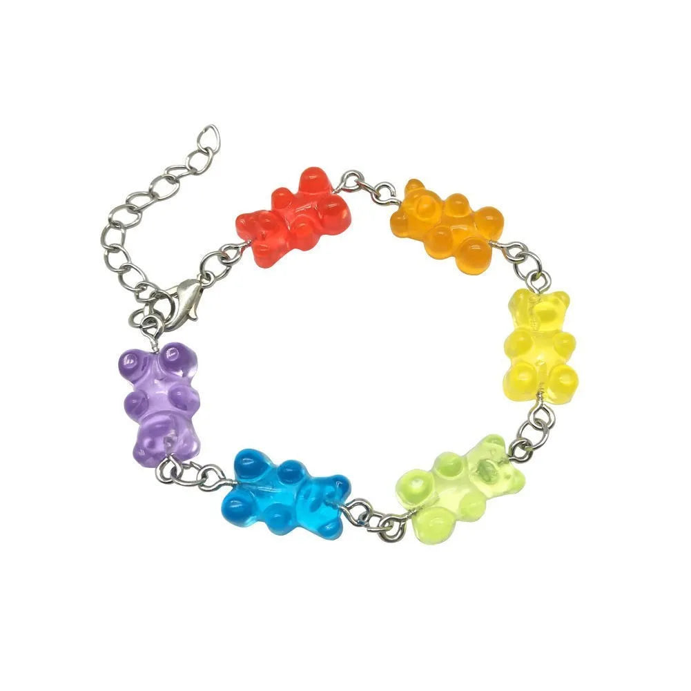 Colourful bear bracelet for women with panda animal styling, plastic and resin jewellery