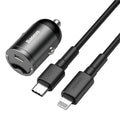 Baseus 30W PPS fast charge single USB car charger with 1-metre cable in grey