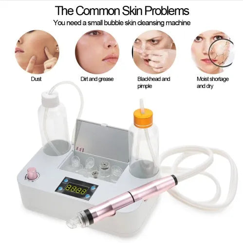 Portable oxygen spray hydro jet facial machine with small bubble vacuum, 26 x 23.5 x 6.4 cm, black, for blackhead removal