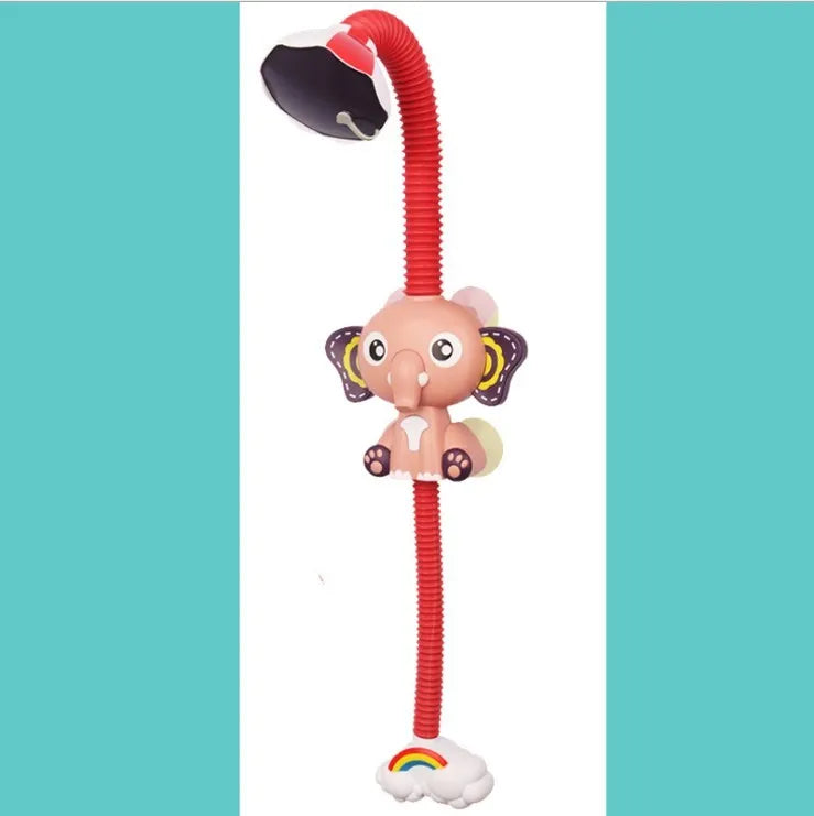 Elephant shower baby bath toy set in blue and pink colours, battery operated with plastic construction