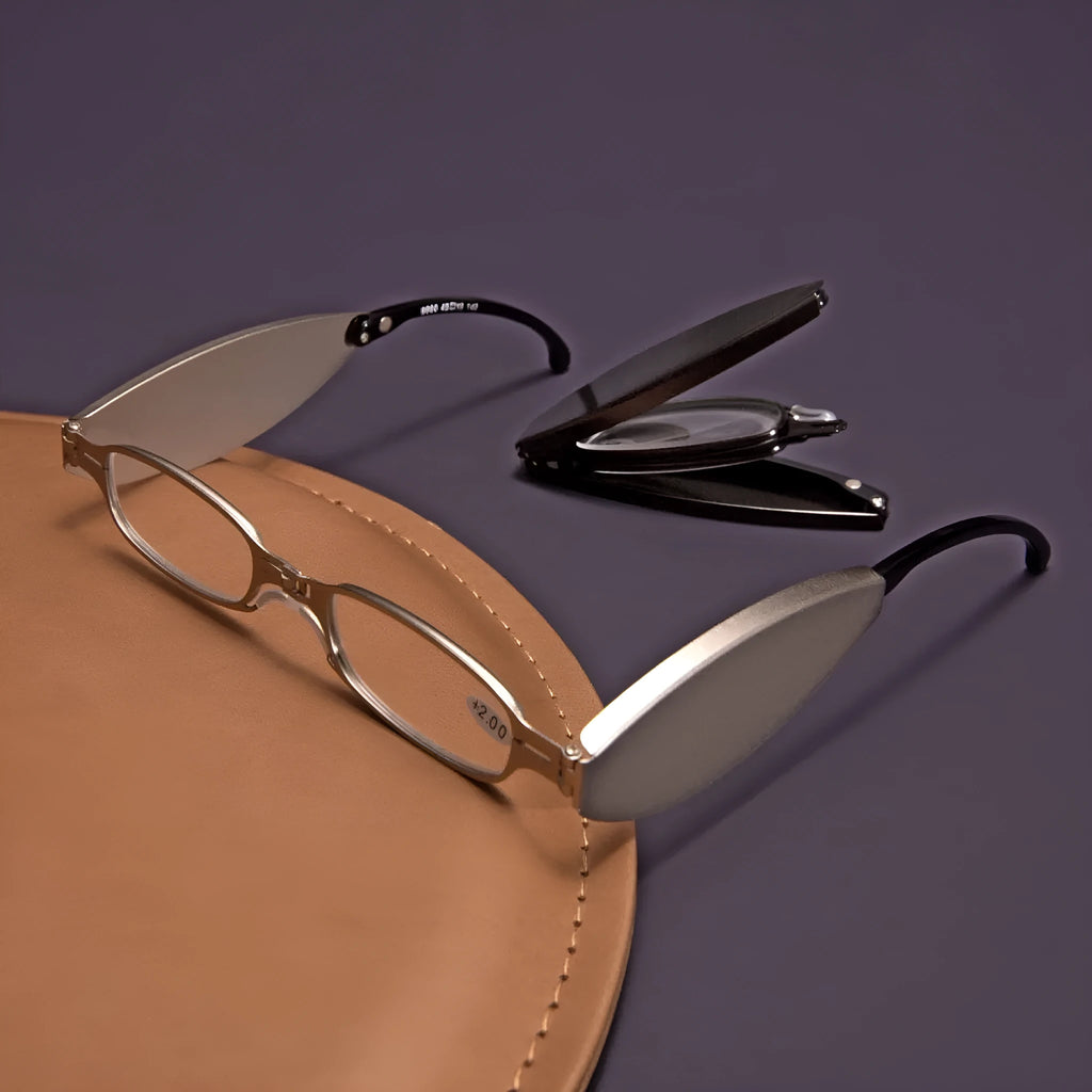 Men's folding presbyopic glasses with anti-fall frame in black retro design