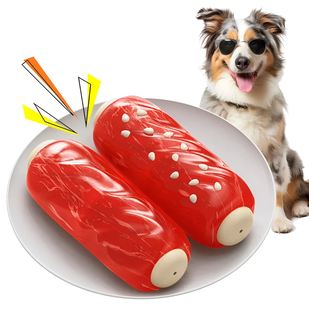Coloured plastic chew rod dog toy for small medium breeds
