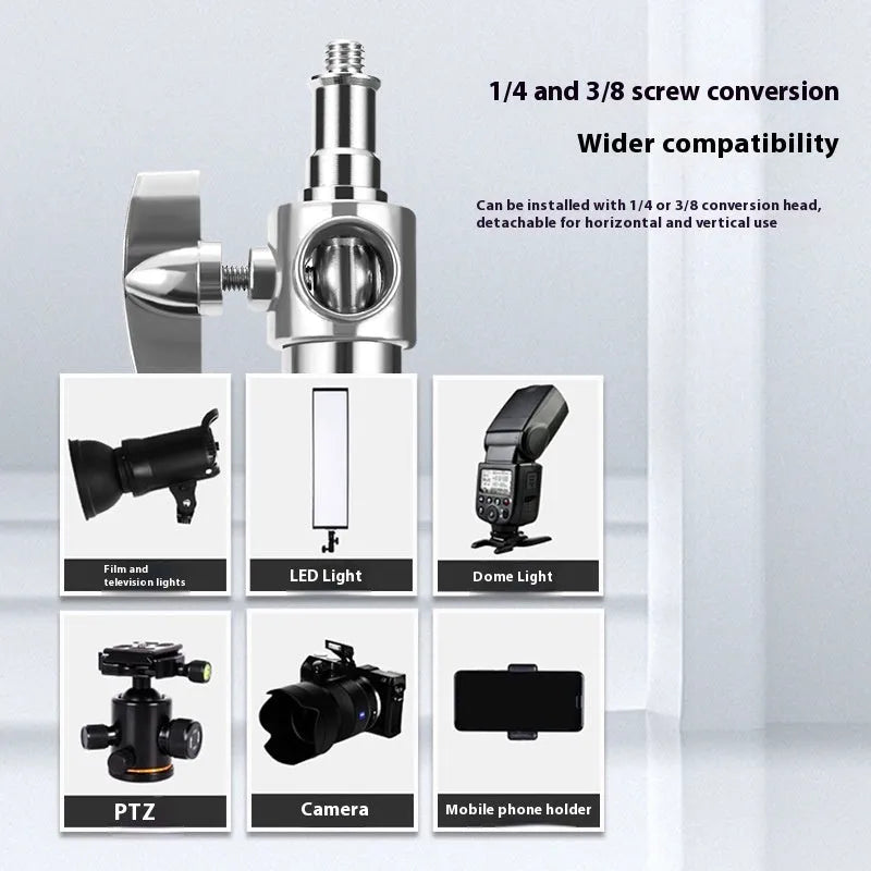 Stainless steel ceiling lamp rack extended to maximum 380cm height with cross arm for photography lighting