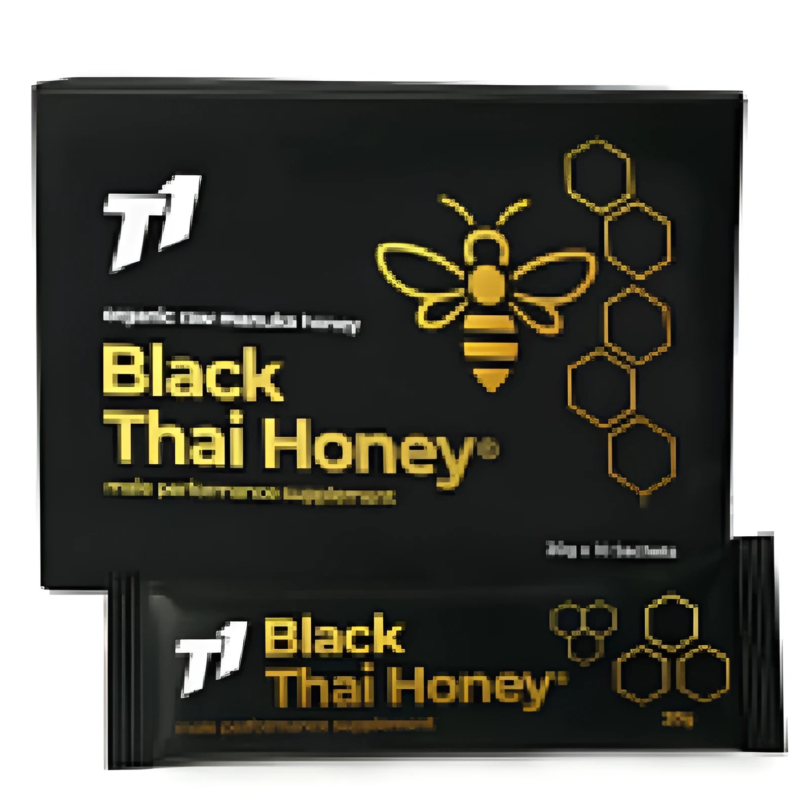 Jar of T1 Black Thai Honey with distinctive black colour