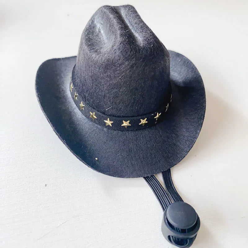 British-style cat cowboy hat with ribbon decorations in non-woven fabric