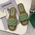 Women's plaid pattern PVC beach sandals with thick anti-skid sole in black, green, orange, or white.