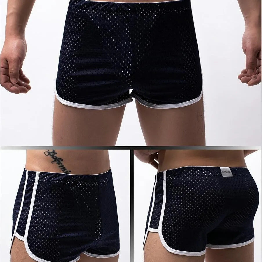 Men's cotton nylon blend boxer shorts in mid-waist design, showing colour options.