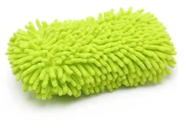 Silver green chenille car wash sponge measuring 14 by 25 centimetres for vehicle cleaning