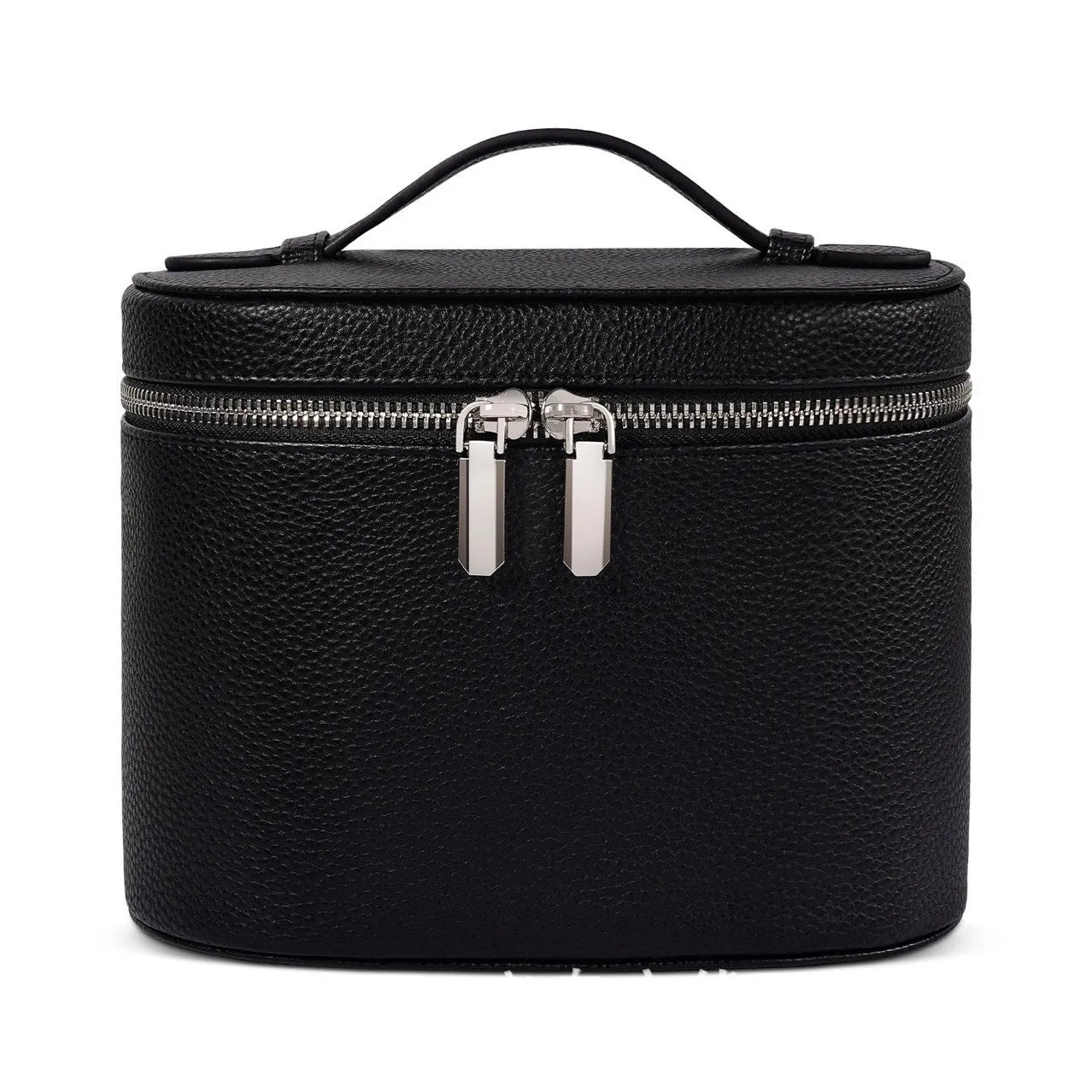 Removable elastic band cosmetic bag in black, portable travel stereo design with PU material
