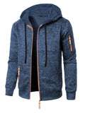Men's polyester jacquard hooded coat, solid colour, straight cardigan style, sizes S to 3XL