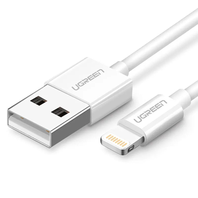 Apple MFi certified Lightning data cable with tinned copper core and braided shield, black or white, 0.25m to 2m
