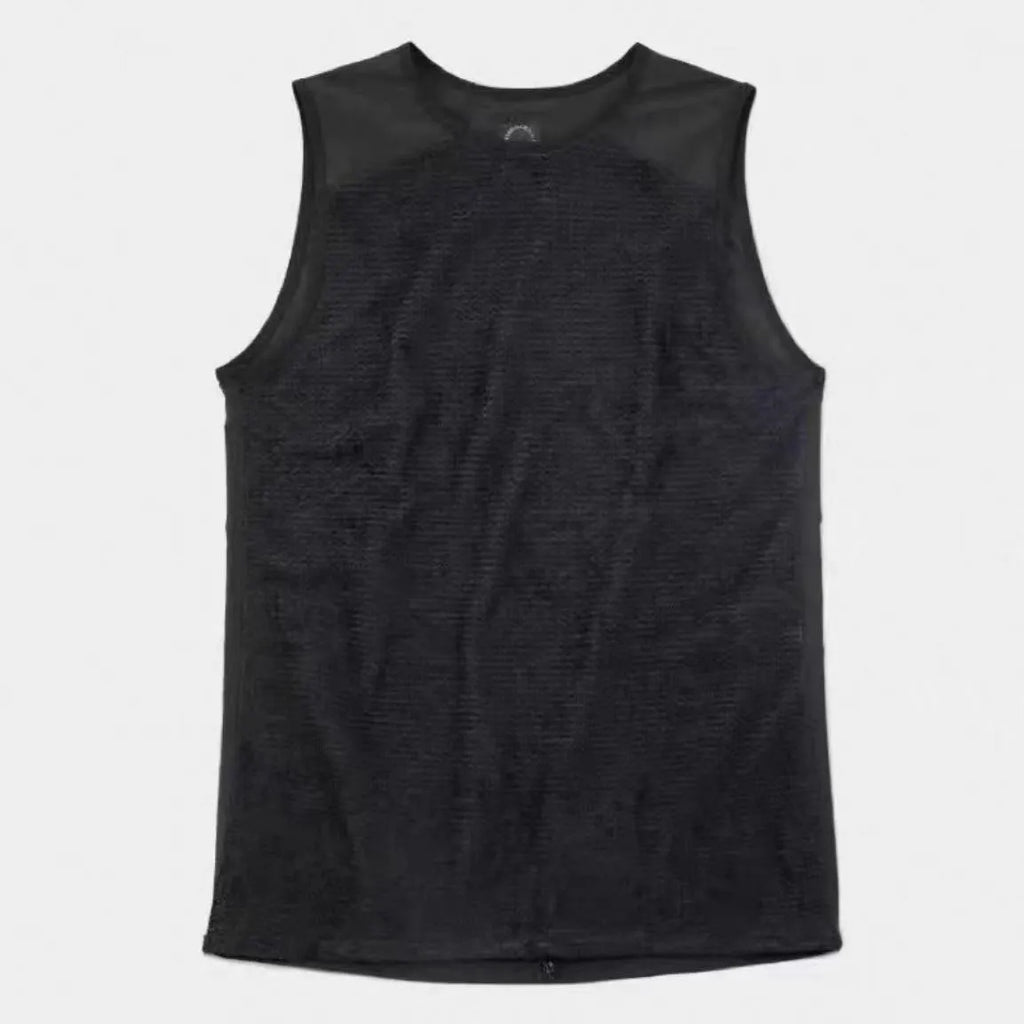 Men's lightweight fleece lined thermal vest in solid colour, black, loose fit cotton gilet