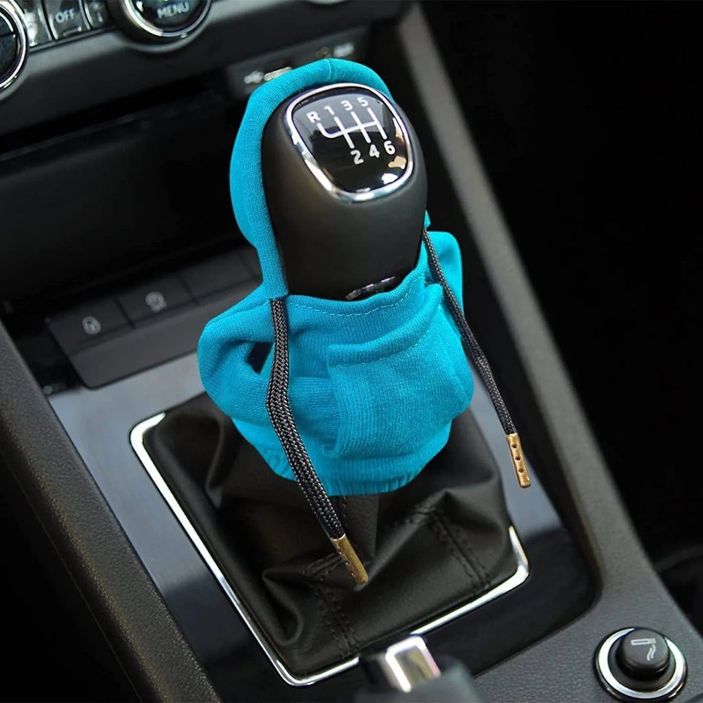 Cloth gear shift knob hoodie cover measuring 13x8cm in multiple colour options