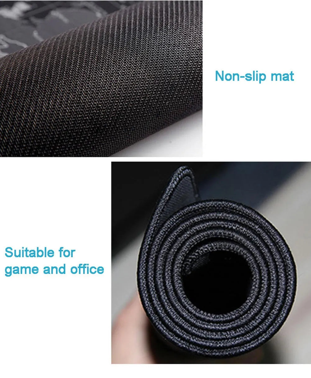 Custom cartoon print desk mouse mat with keyboard and mouse on non-slip rubber base