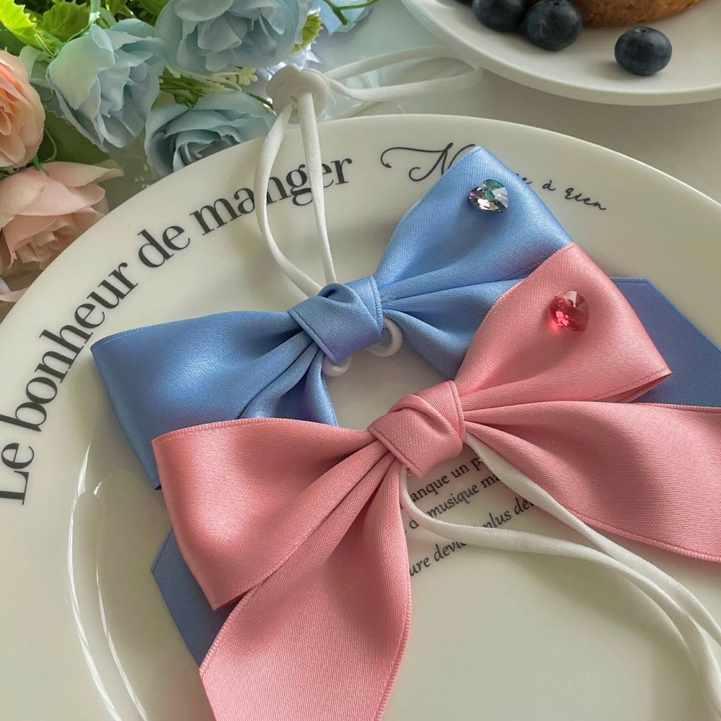 Adjustable dog hair band with princess-style bow on double-sided polyester cotton ribbon