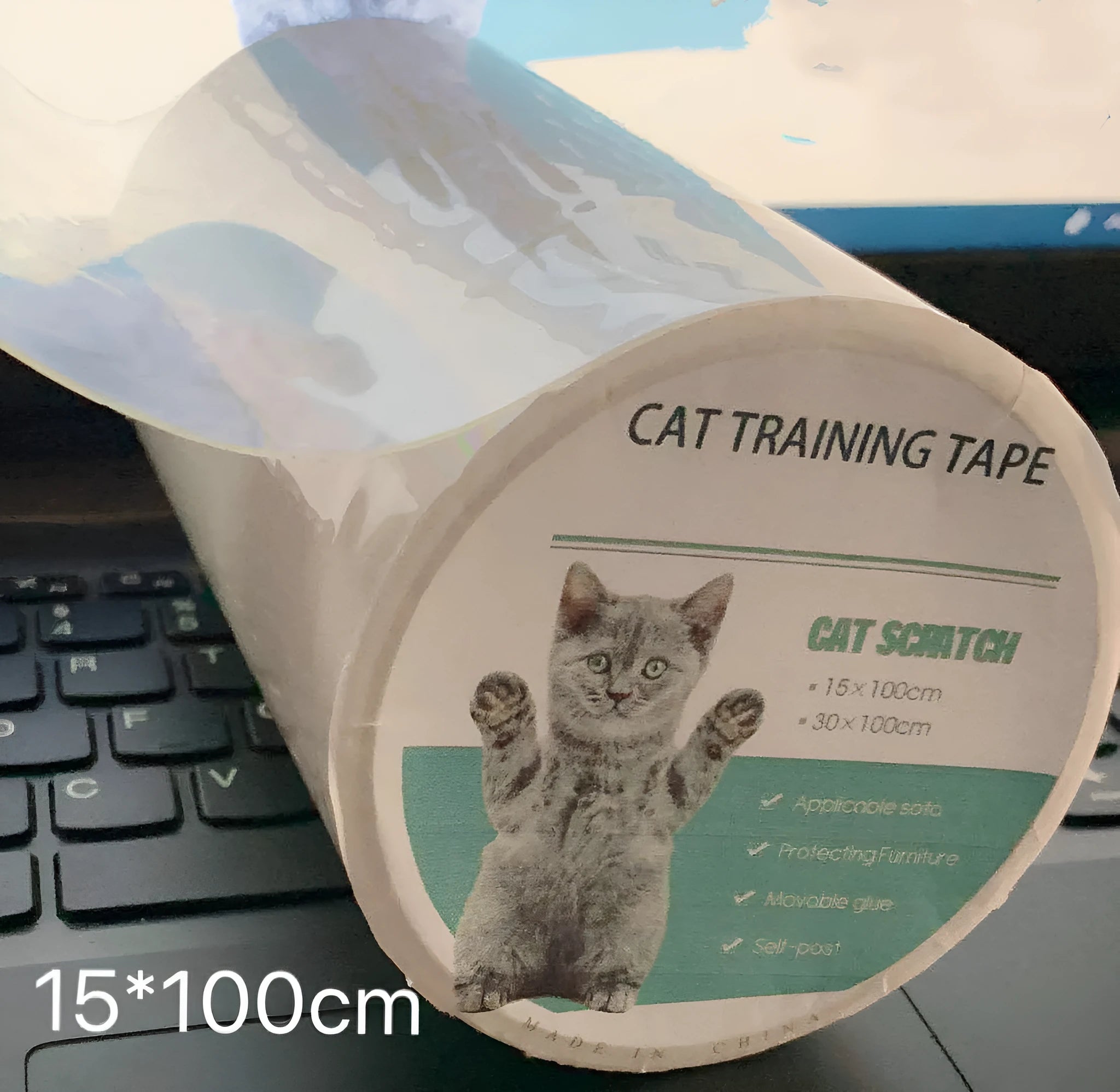 Transparent PVC bucket cat scratch sticker roll in 15x100cm and 30x100cm sizes for wall protection