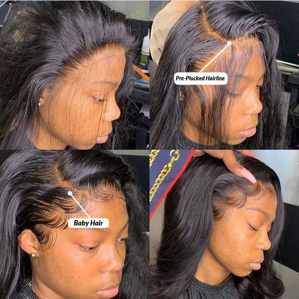 360 full lace frontal body wave human hair wig 9A grade 150% density natural 1b colour length 8-28 inches