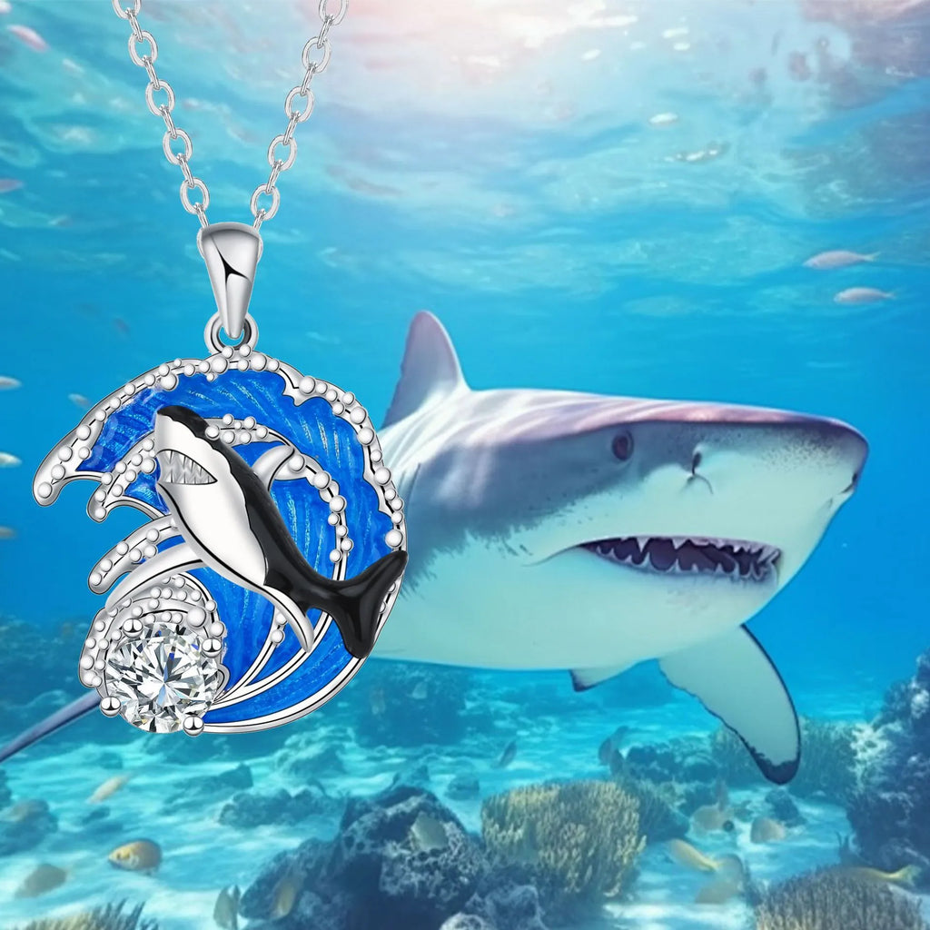 HAILANG women's shark necklace with copper pendant on cross chain, 41-50cm adjustable length