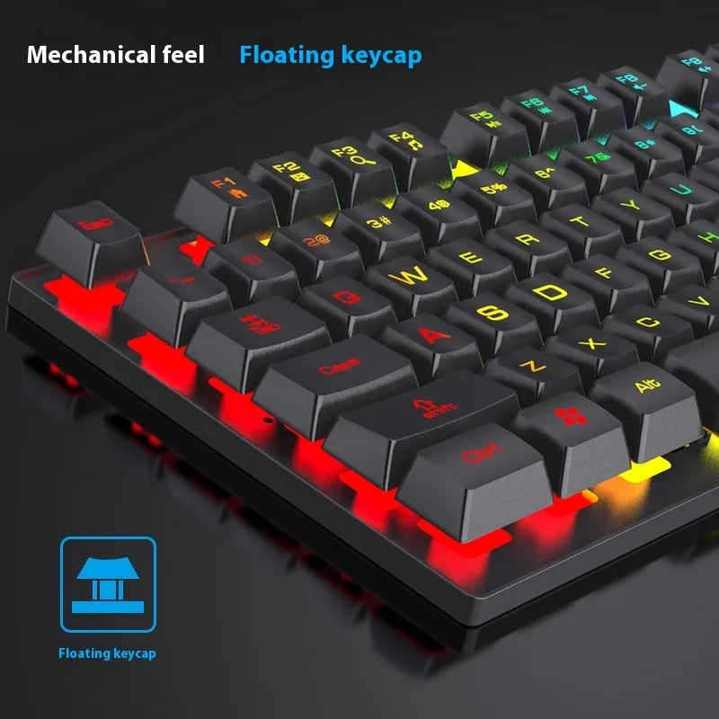 Black 104-key backlight gaming keyboard and mouse combo with ABS plastic construction