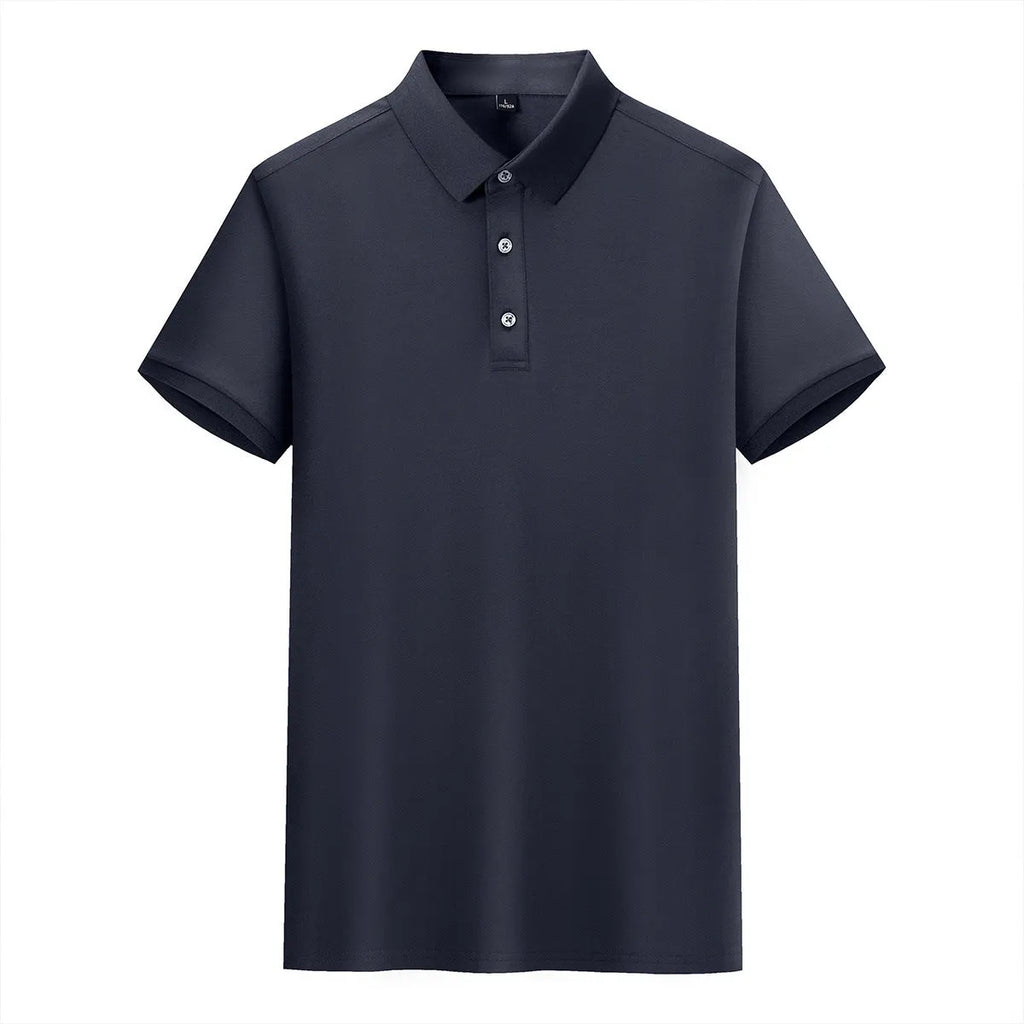 Pure cotton lapel short-sleeved T-shirt in mulberry silk cotton blend for business commute, available in multiple colours